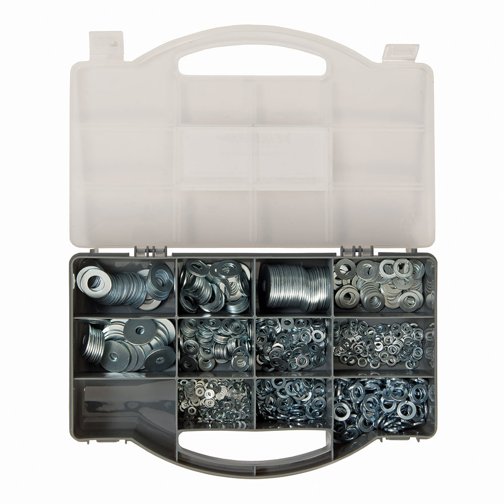 Zinc Plated Washer Pack In Carry Case, 1000 Washers. - 477005