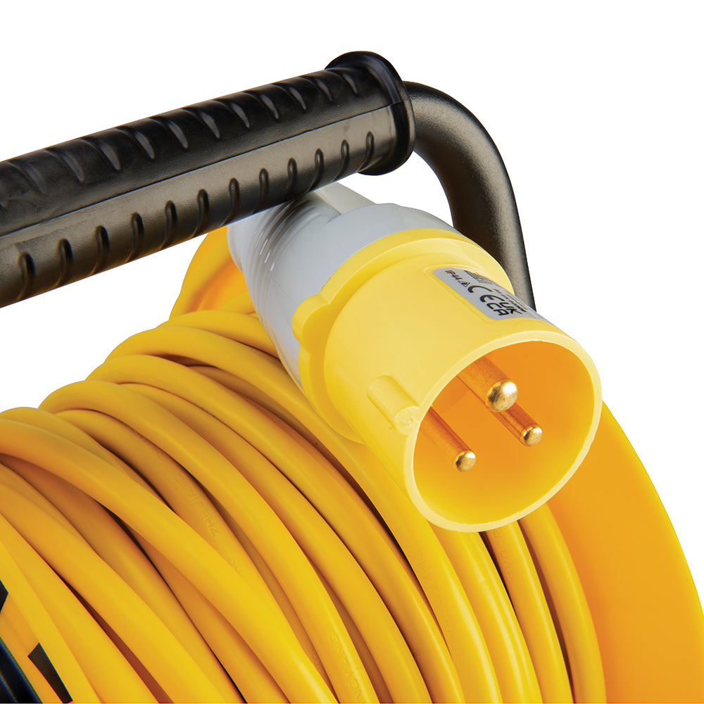 Defender 110 Volt Cable Reel Extension Lead 2 Gang Sockets 25m. E86450