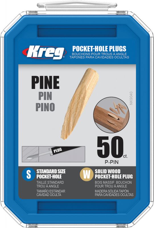 Kreg Solid Pine Pocket Hole Screw Plugs Covers Pk Of 50 - P-PIN