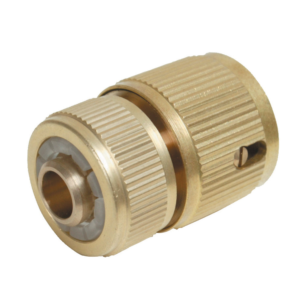 Hose Pipe Quick Connector Auto Stop Brass, 1/2 Inch, Compression. - 196506