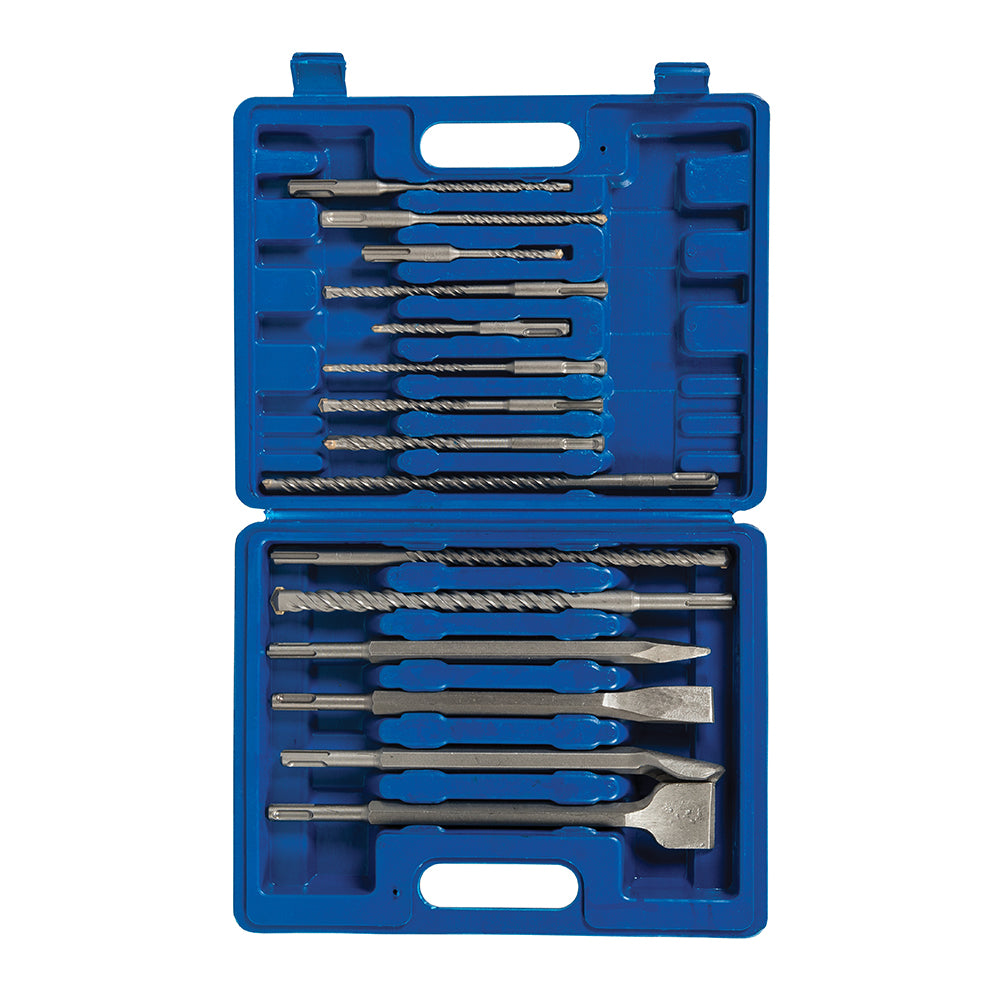 SDS Plus Masonry Drill Bit & Steel Set 15pce In Carry Case. - 196570