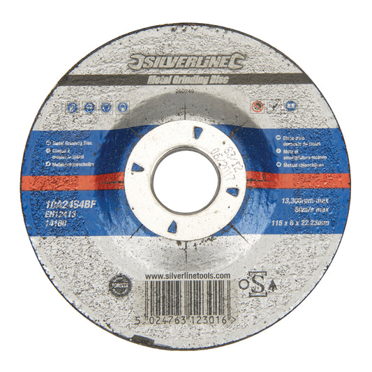 Metal Angle Grinding Disc OSA Accredited 115 x 6 x 22.23mm Depressed. - 260249