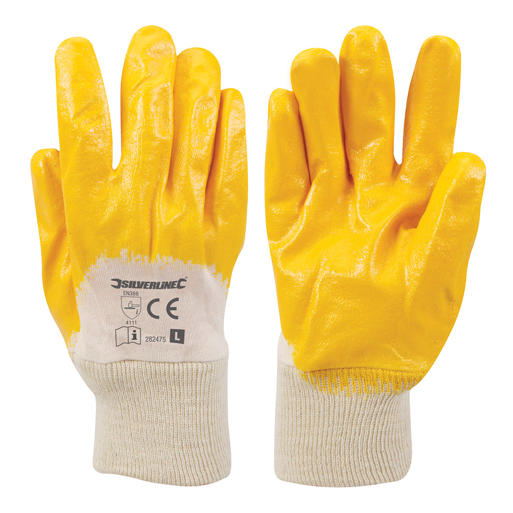 Contractors, Builders, Open Back Interlock Nitrile Gloves - 282475