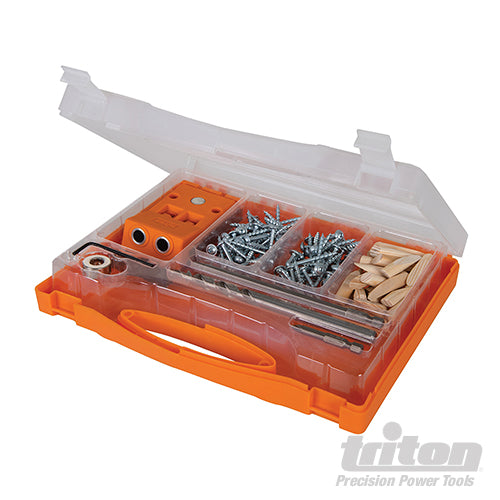 Triton Double Mini Pocket Hole Jig Set Kit 8pce With Screws & Plugs - 425553