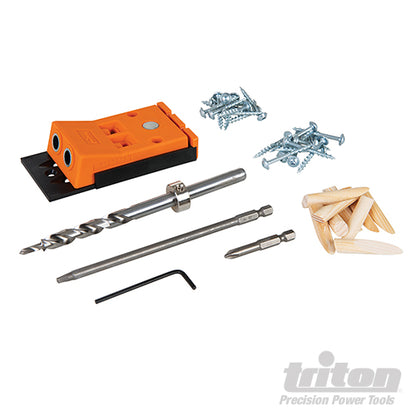 Triton Double Mini Pocket Hole Jig Set Kit 8pce With Screws & Plugs - 425553