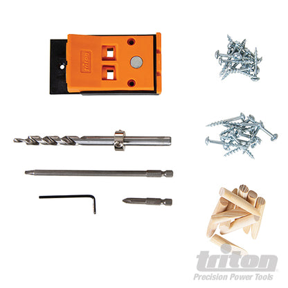 Triton Double Mini Pocket Hole Jig Set Kit 8pce With Screws & Plugs - 425553