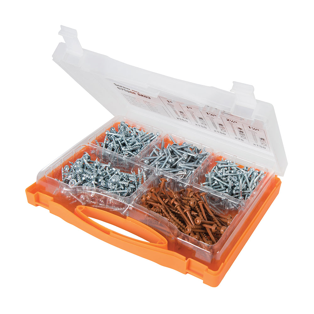 Pocket Hole Screws, 675 Screws in Selection Pack With Case. - 696117