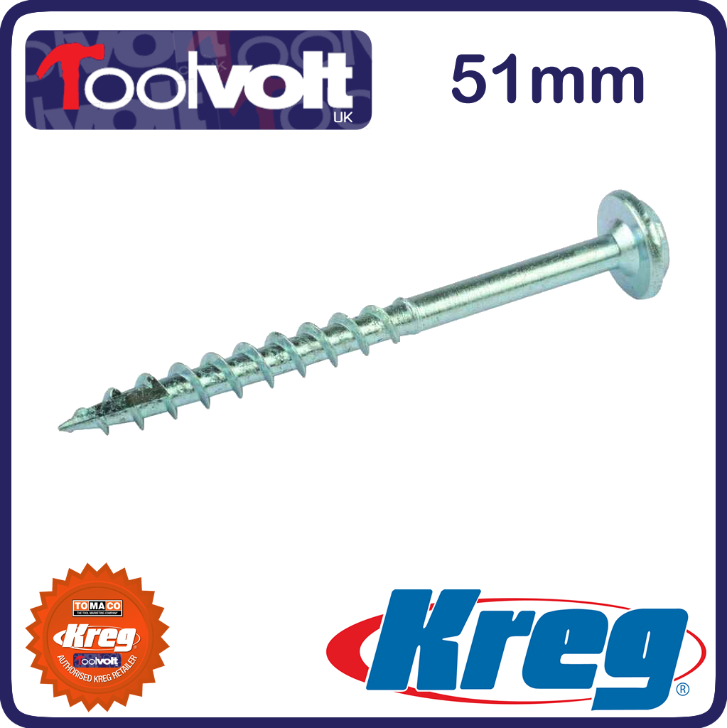 100 Kreg Pocket Hole Screws SML-C2-100 Washer Head Coarse 51mm 2" -TOP UP PACK