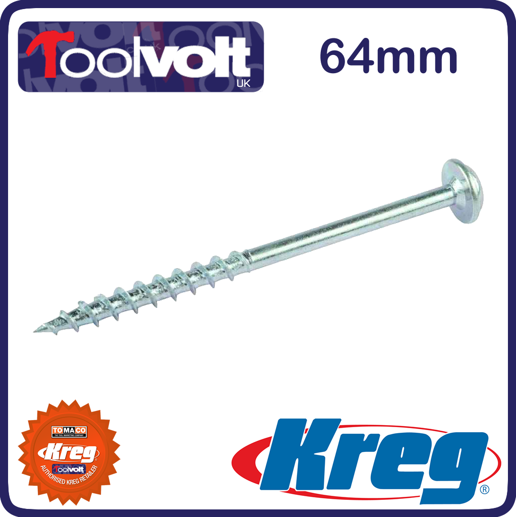 100 Kreg Pocket Hole Screws SML-C250-100 Washer Head Coarse 64mm 2-1/2" TOP UP