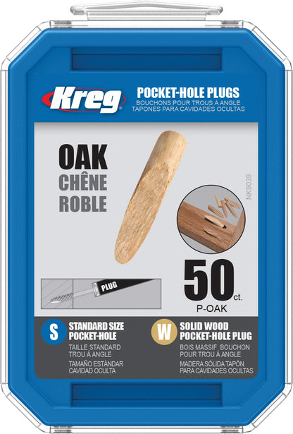 Kreg Solid Oak Pocket Hole Screw Plugs Covers  Pk Of 50 - P-OAK